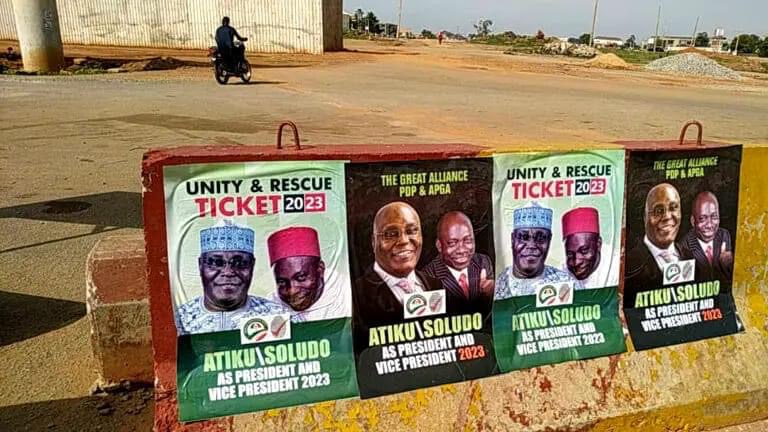 2023: Mixed Reactions As Atiku/Soludo Campaign Posters Flood Abuja