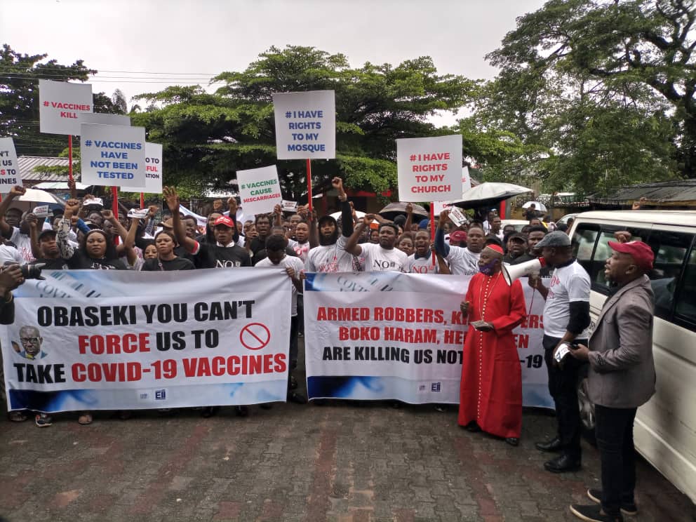 Protesters shut down Edo over compulsory covid 19 vaccination