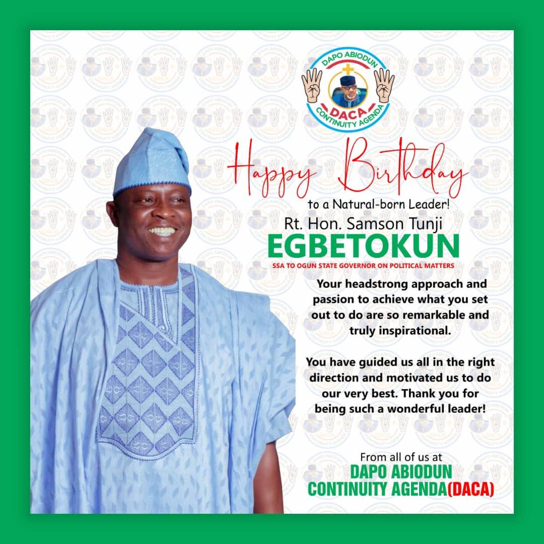 DACA Celebrates Gov. Abiodun's Aide, Egbetokun On Birthday Anniversary