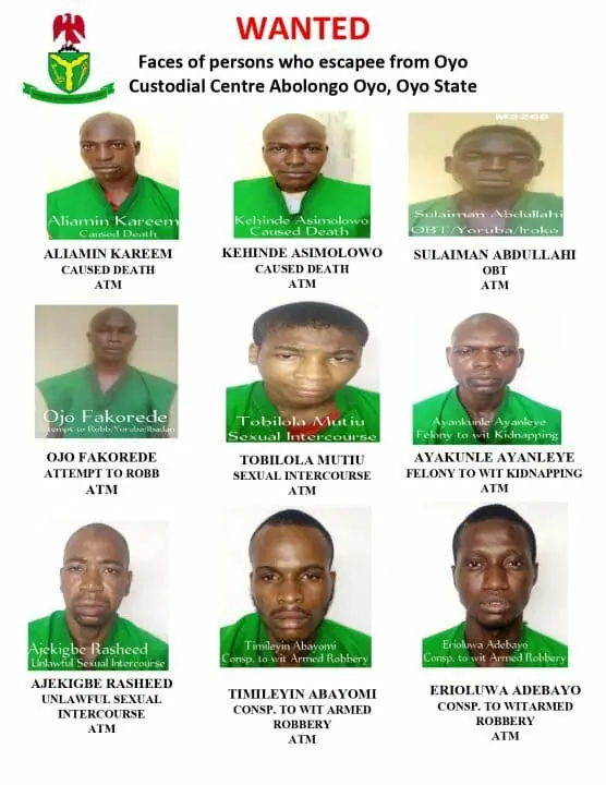 Oyo Jailbreak: Names And Pictures Of Escapees