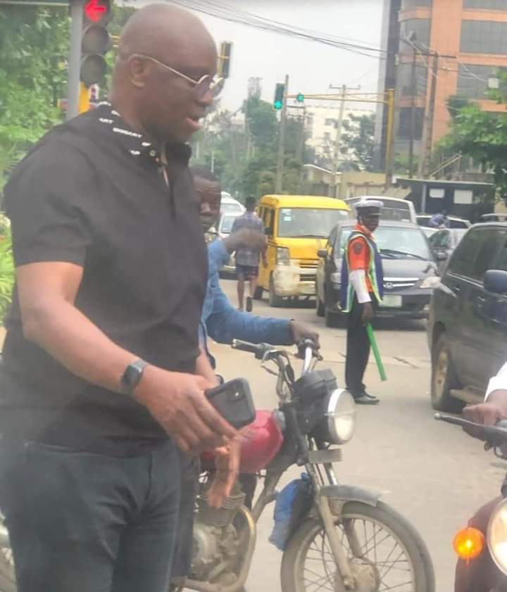 Lagos traffic: Former Gov Fayose rides on okada