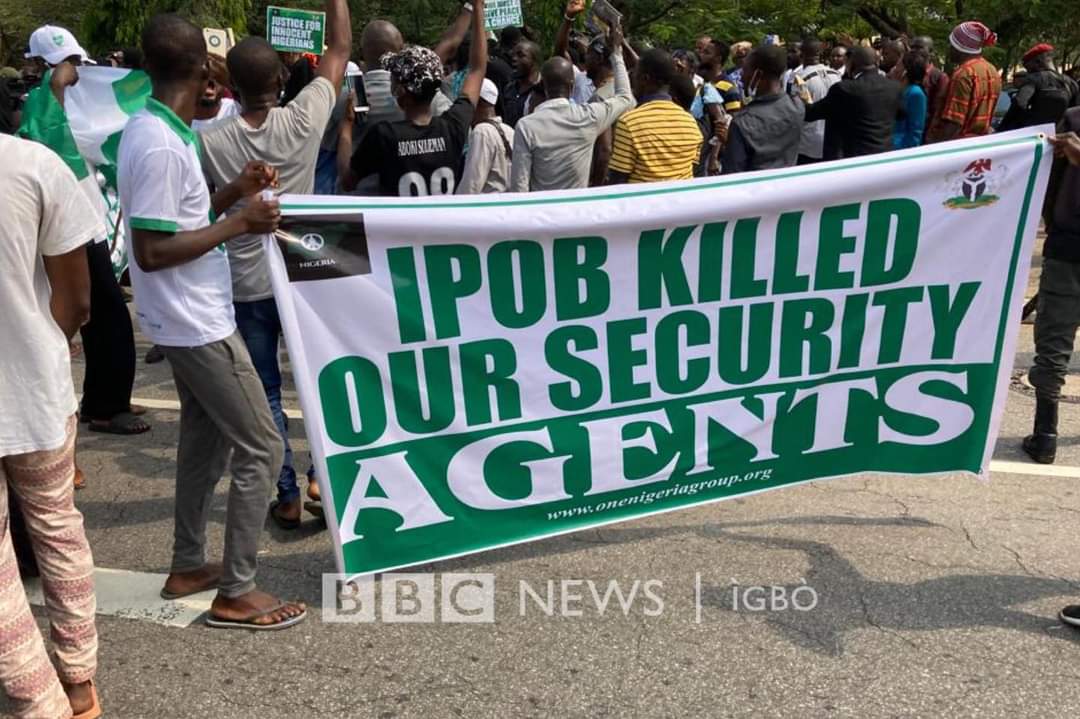 Protest Against IPOB As Nnamdi Kanu Appears In Court Today