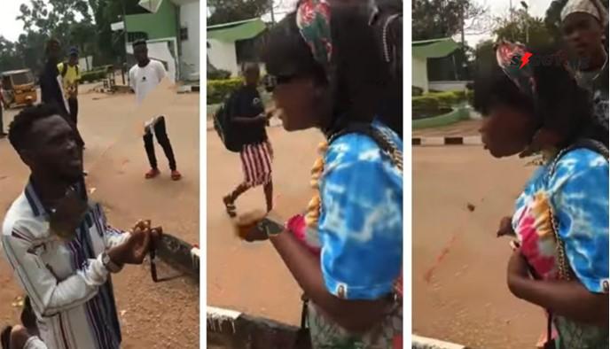 AAU Student Slaps Her Boyfriend As He Proposes To Her in Public