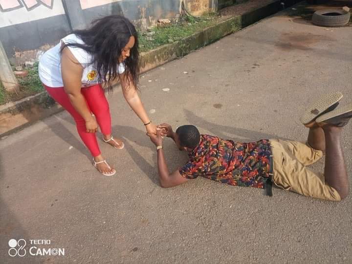 Comedian Chief Echofe Lies On The Floor To Propose To His Girlfriend