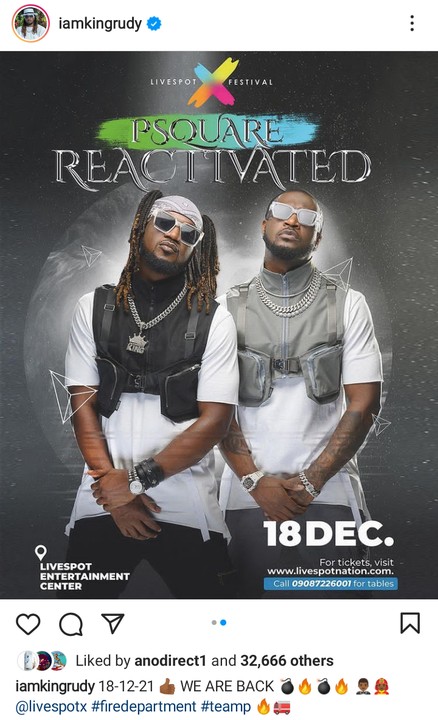 P-Square Is Back! Sets Concert Date For 18th Of December