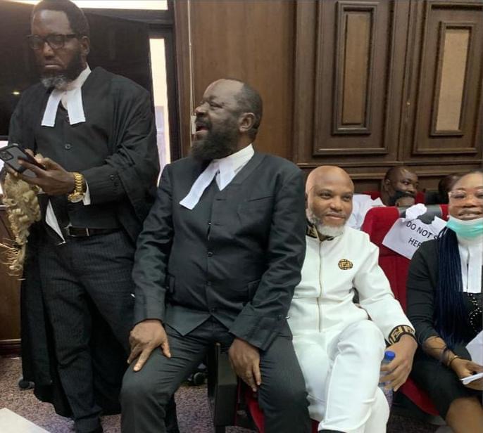 Nnamdi Kanu, Leader Of IPOB Arrives Court Amid Heavy Security