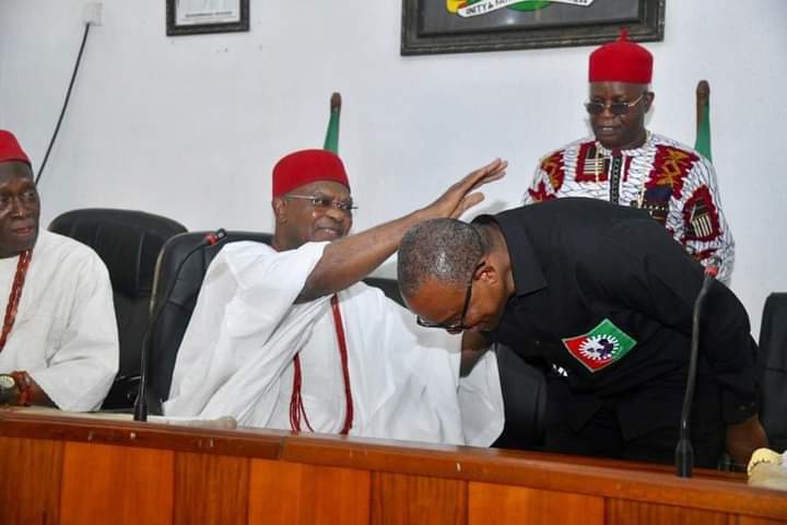 Peter Obi Meets With Anambra Traditional Rulers Led By Obi Of Onitsha