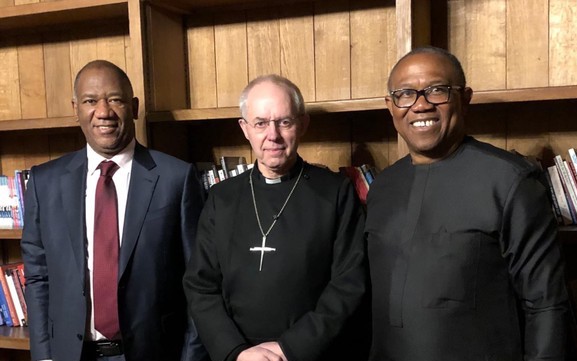 Obi, Datti And Obi's Wife Visit The Archbishop Of Canterbury After Chatham House Event