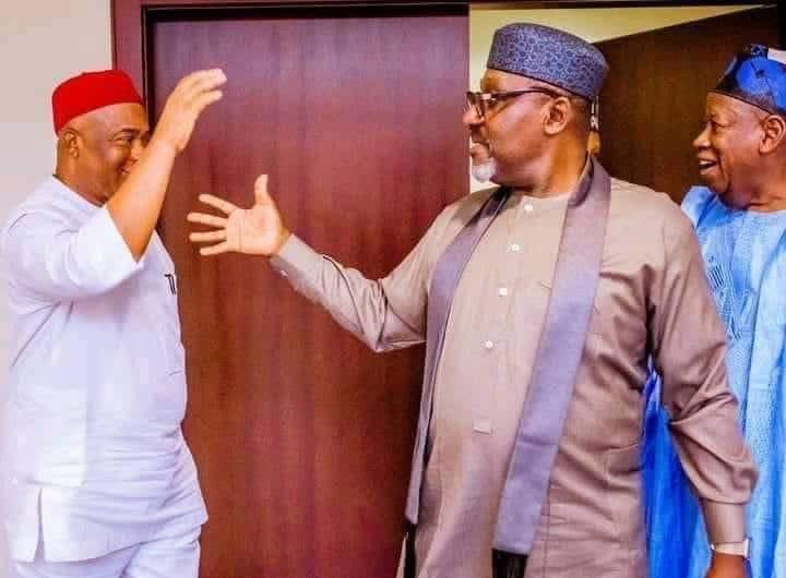 Moment Hope Uzodinma And Rochas Okorocha Meet In Aso Villa