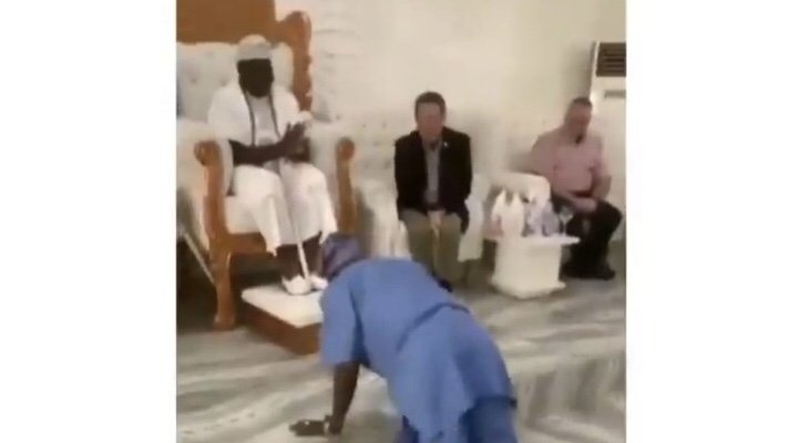 Moment Obasanjo Prostrates For Olota Of Ota