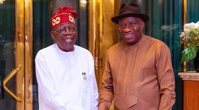 Moment Jonathan visits Aso Rock To congratulate Tinubu