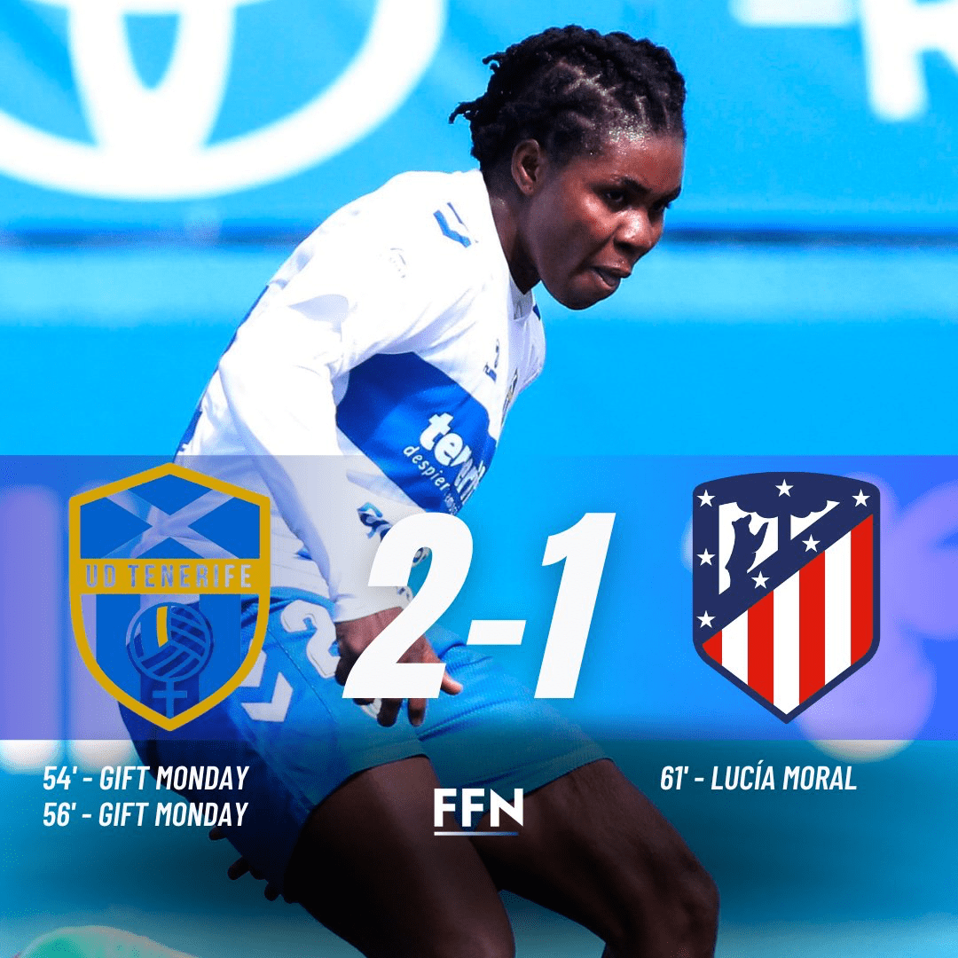 Gift Monday Scores A Brace As Tenerife Beats Atletico Madrid 2 - 1