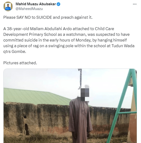 How School Watchman Commits Suicide In Gombe