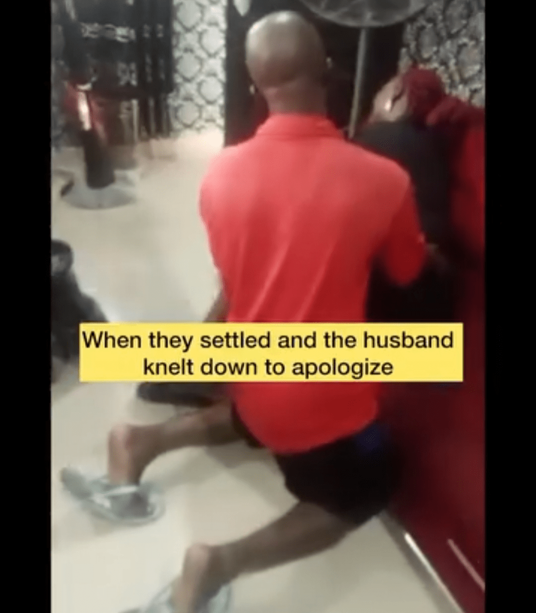 Man who danced, mocking wife before children