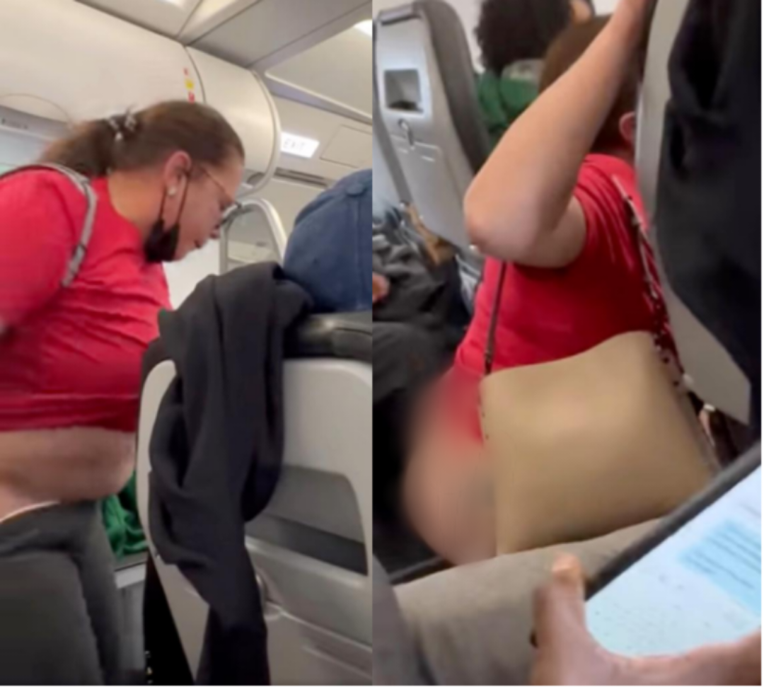 Passengers protest as woman removes