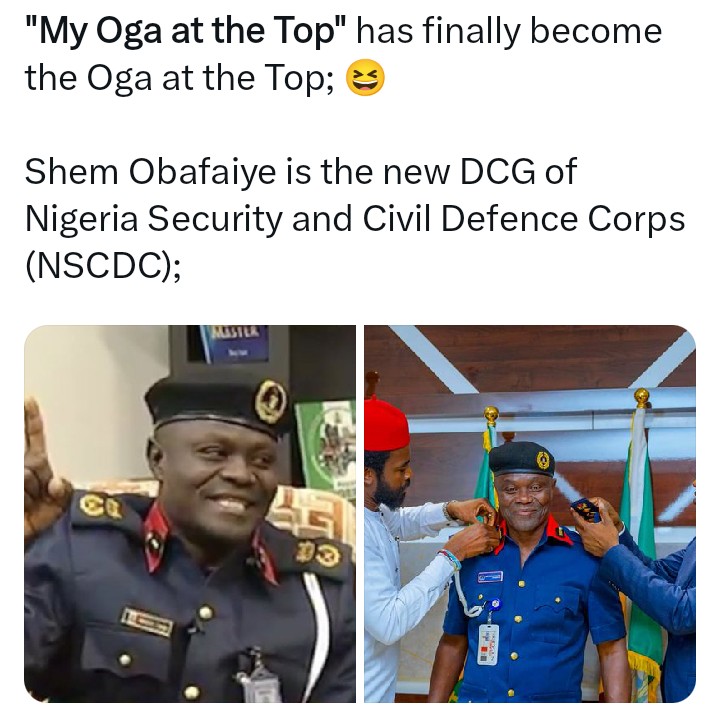 NSCDC officer behind “My Oga At The Top” viral video, becomes deputy oga at the top