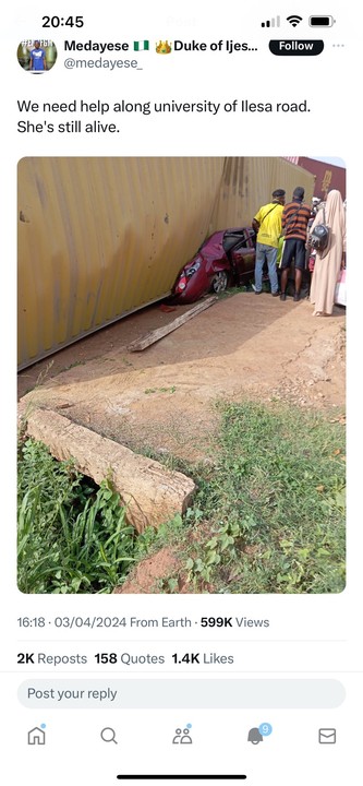 No Crane For 3 Hours As Container Falls On A Car, Killing A Lady In Ilesa, Osun