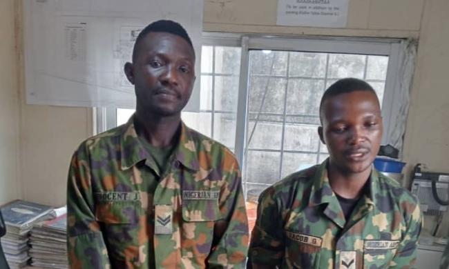 Two Soldiers Arrested For Stealing Armoured Cables At Dangote Refinery (pic)