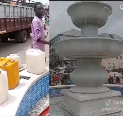 Man Refills Anambra Water Fountain With Keg (Photos)