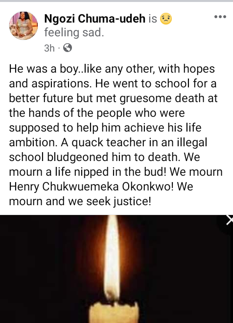 Chukwuemeka Okonkwo, 8-Year-Old Anambra Pupil Beaten To Coma By Teacher Dies