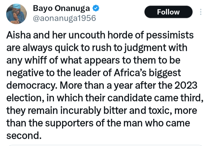 Aisha Yesufu murders Presidential Aide, Bayo Onanuga with words over opposition politics