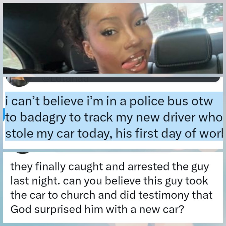 Driver Steals Boss' Car On First Day At Work, Takes It To Church For Testimony