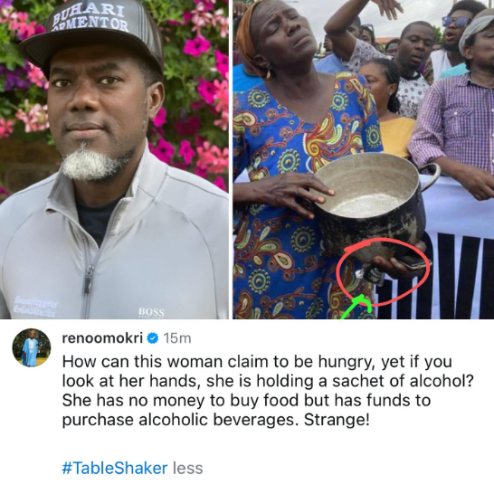 Reno Omokri reacts to trending photo of woman holding an empty pot at the Lagos protest ground