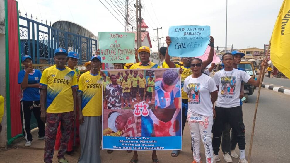 Former Falcon Striker, Maureen Madu Takes Alleged Brutality Protest To Anambra Police Command